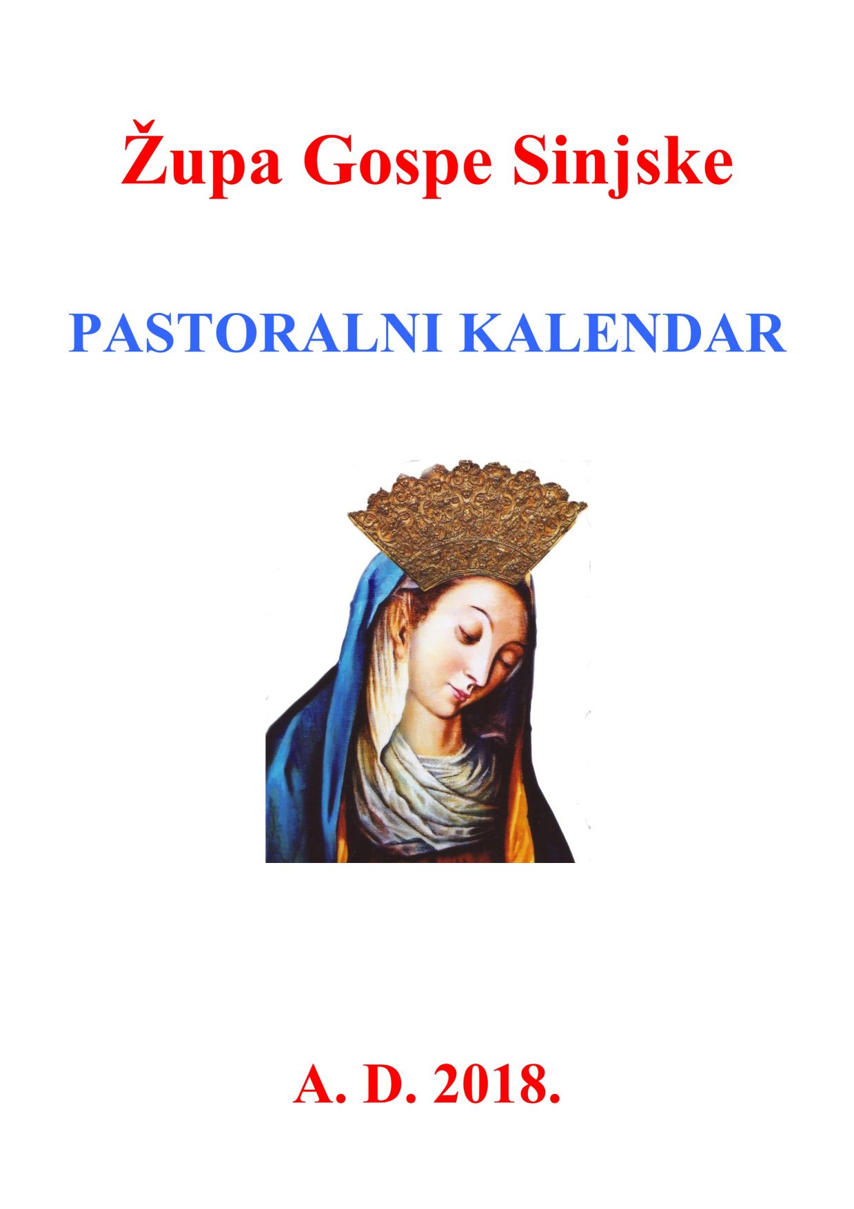 pastoralni kalendar gospe sinjske 2018 foto